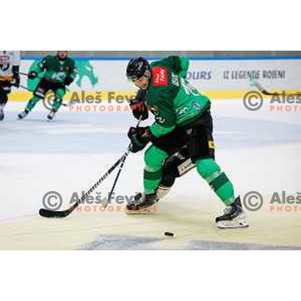 in action during IceHL 2025/2026 ice-hockey match between SZ Olimpija and Pioneers Vorarlberg in Tivoli Hall, Ljubljana, Slovenia on September 21, 2025