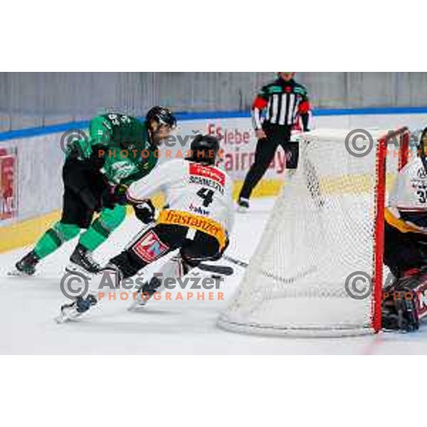 in action during IceHL 2025/2026 ice-hockey match between SZ Olimpija and Pioneers Vorarlberg in Tivoli Hall, Ljubljana, Slovenia on September 21, 2025