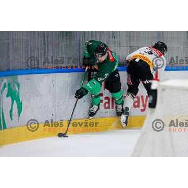 in action during IceHL 2025/2026 ice-hockey match between SZ Olimpija and Pioneers Vorarlberg in Tivoli Hall, Ljubljana, Slovenia on September 21, 2025