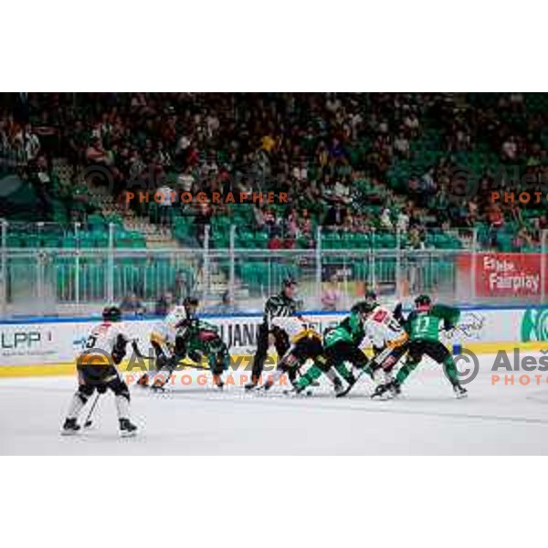 in action during IceHL 2025/2026 ice-hockey match between SZ Olimpija and Pioneers Vorarlberg in Tivoli Hall, Ljubljana, Slovenia on September 21, 2025