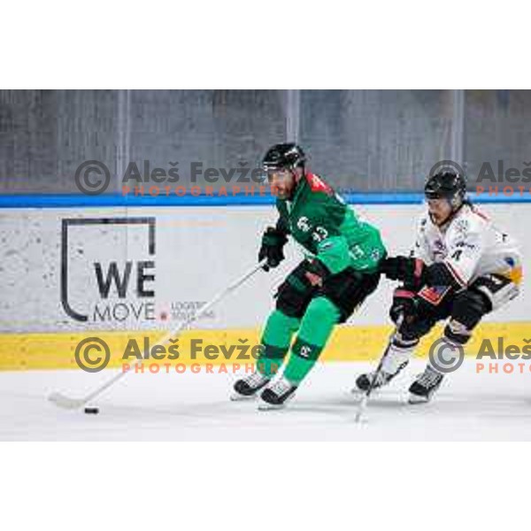 in action during IceHL 2025/2026 ice-hockey match between SZ Olimpija and Pioneers Vorarlberg in Tivoli Hall, Ljubljana, Slovenia on September 21, 2025