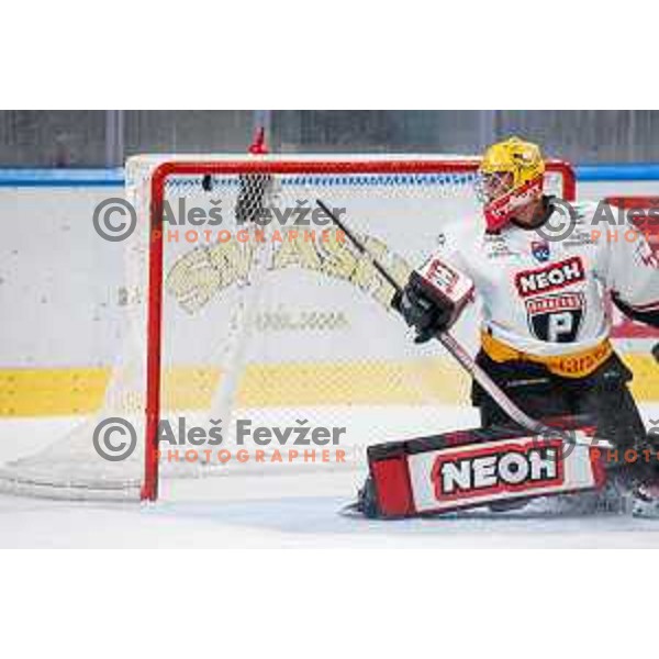 in action during IceHL 2025/2026 ice-hockey match between SZ Olimpija and Pioneers Vorarlberg in Tivoli Hall, Ljubljana, Slovenia on September 21, 2025