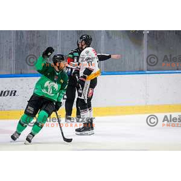 in action during IceHL 2025/2026 ice-hockey match between SZ Olimpija and Pioneers Vorarlberg in Tivoli Hall, Ljubljana, Slovenia on September 21, 2025