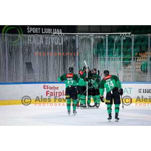 in action during IceHL 2025/2026 ice-hockey match between SZ Olimpija and Pioneers Vorarlberg in Tivoli Hall, Ljubljana, Slovenia on September 21, 2025