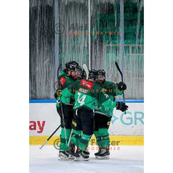 in action during IceHL 2025/2026 ice-hockey match between SZ Olimpija and Pioneers Vorarlberg in Tivoli Hall, Ljubljana, Slovenia on September 21, 2025