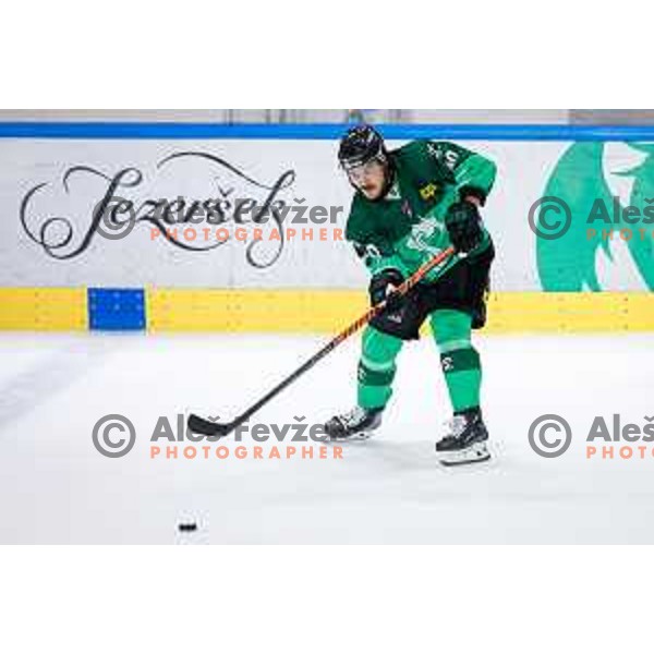 in action during IceHL 2025/2026 ice-hockey match between SZ Olimpija and Pioneers Vorarlberg in Tivoli Hall, Ljubljana, Slovenia on September 21, 2025