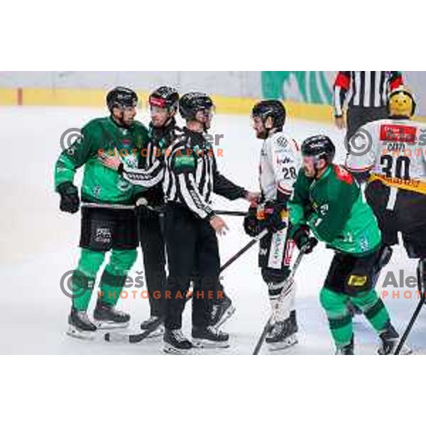 in action during IceHL 2025/2026 ice-hockey match between SZ Olimpija and Pioneers Vorarlberg in Tivoli Hall, Ljubljana, Slovenia on September 21, 2025