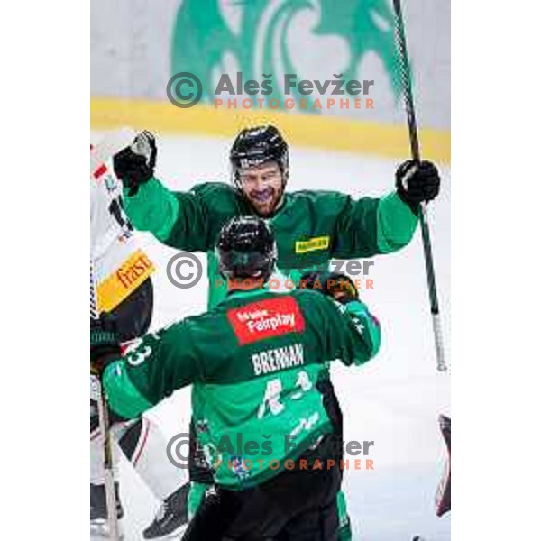 in action during IceHL 2025/2026 ice-hockey match between SZ Olimpija and Pioneers Vorarlberg in Tivoli Hall, Ljubljana, Slovenia on September 21, 2025
