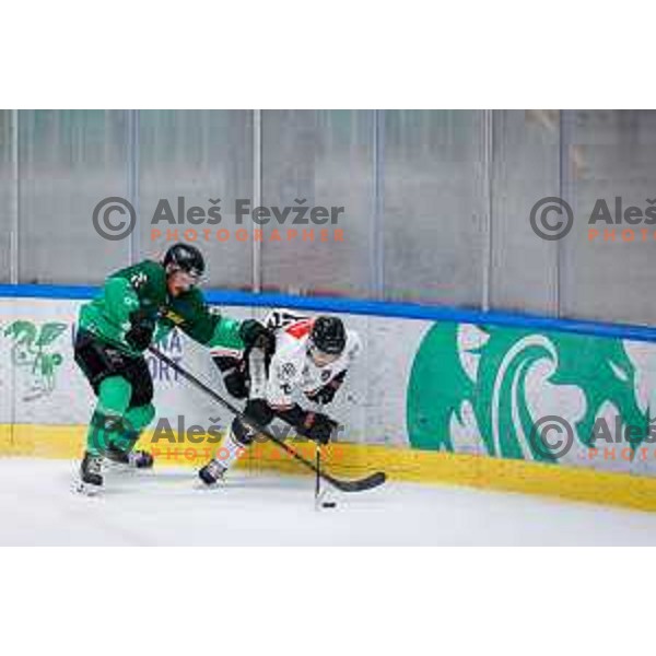 in action during IceHL 2025/2026 ice-hockey match between SZ Olimpija and Pioneers Vorarlberg in Tivoli Hall, Ljubljana, Slovenia on September 21, 2025