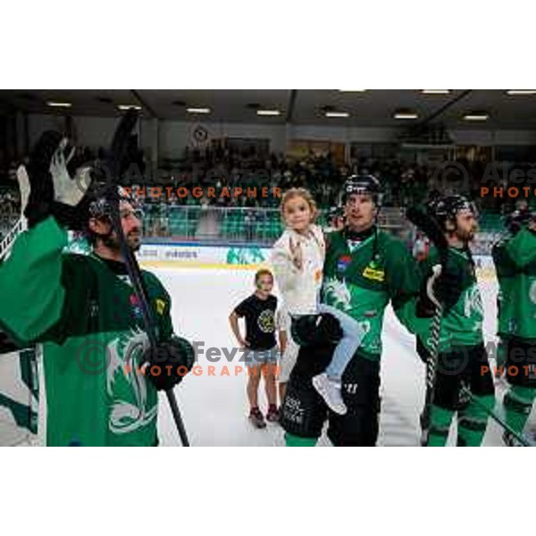 in action during IceHL 2025/2026 ice-hockey match between SZ Olimpija and Pioneers Vorarlberg in Tivoli Hall, Ljubljana, Slovenia on September 21, 2025