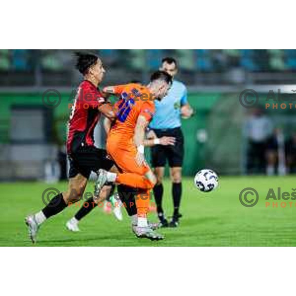 in action during Prva liga Telemach 2025/2026 football match between Primorje and Celje in Ajdovscina, Slovenia on September 21, 2025