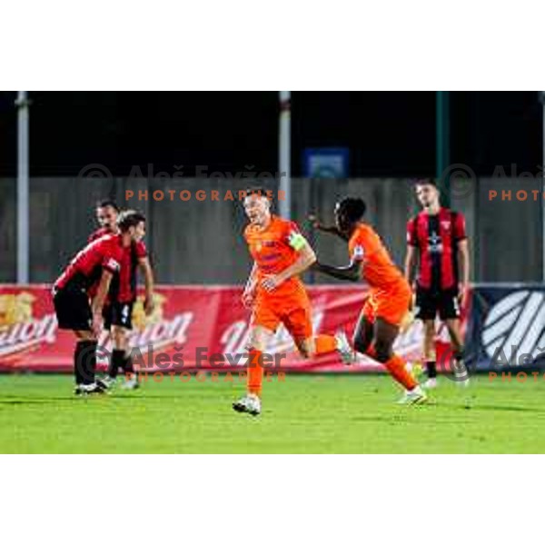 in action during Prva liga Telemach 2025/2026 football match between Primorje and Celje in Ajdovscina, Slovenia on September 21, 2025