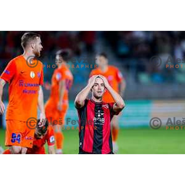 in action during Prva liga Telemach 2025/2026 football match between Primorje and Celje in Ajdovscina, Slovenia on September 21, 2025