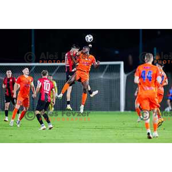 in action during Prva liga Telemach 2025/2026 football match between Primorje and Celje in Ajdovscina, Slovenia on September 21, 2025