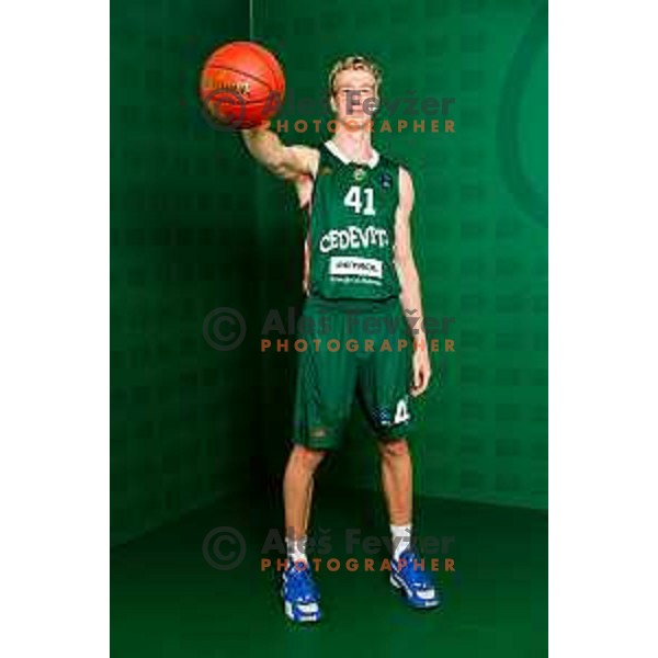 Ziga Daneu of Cedevita Olimpija during official photo shooting for 2025/2026 basketball season in Ljubljana, Slovenia on September 22, 2025