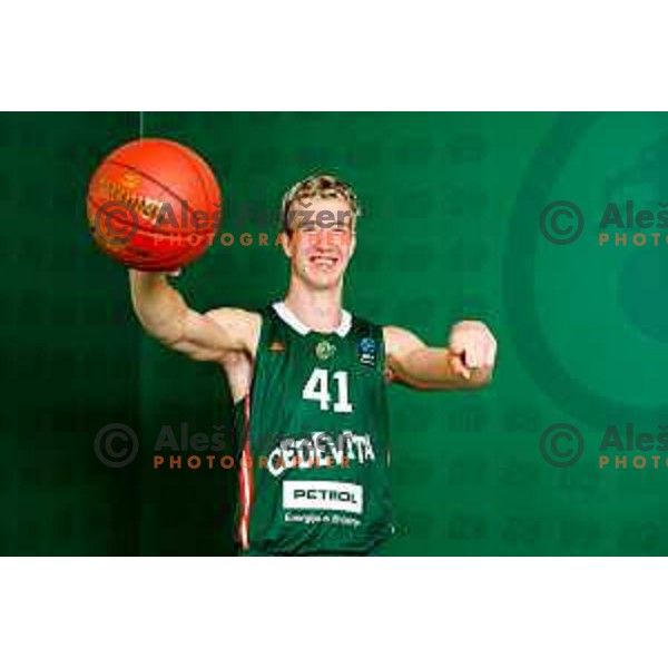 Ziga Daneu of Cedevita Olimpija during official photo shooting for 2025/2026 basketball season in Ljubljana, Slovenia on September 22, 2025