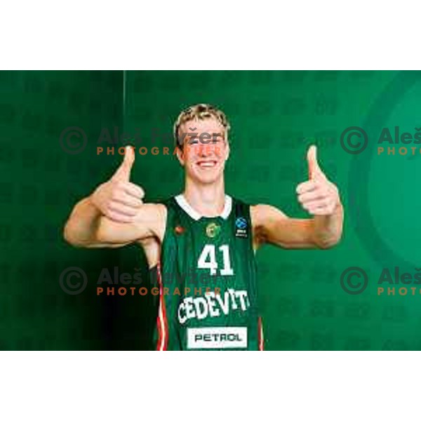 Ziga Daneu of Cedevita Olimpija during official photo shooting for 2025/2026 basketball season in Ljubljana, Slovenia on September 22, 2025