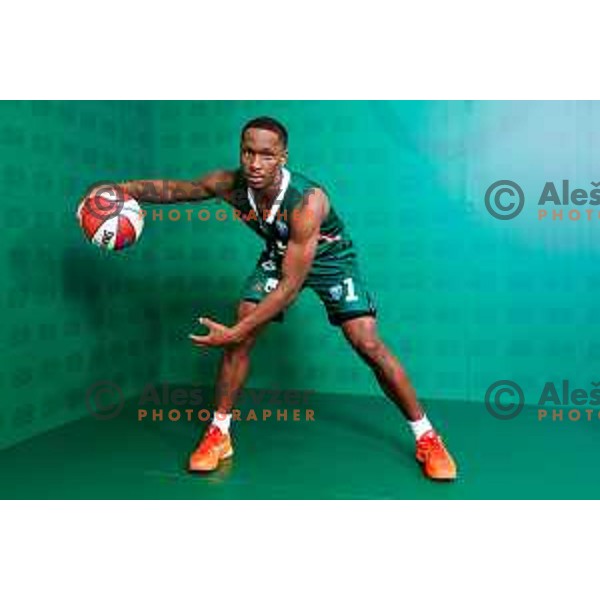 Umoja Gibson of Cedevita Olimpija during official photo shooting for 2025/2026 basketball season in Ljubljana, Slovenia on September 22, 2025