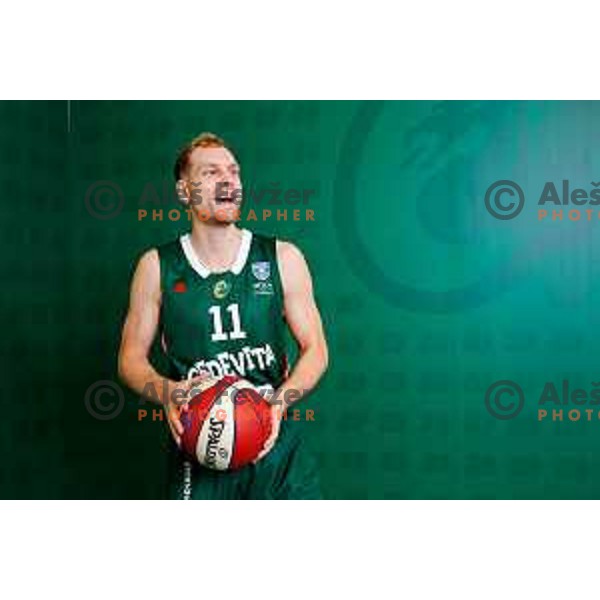 Jaka Blazic of Cedevita Olimpija during official photo shooting for 2025/2026 basketball season in Ljubljana, Slovenia on September 22, 2025