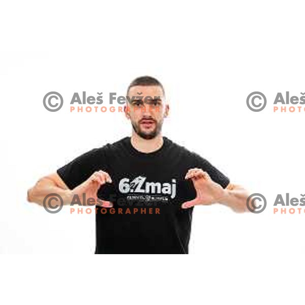 Rok Radovic of Cedevita Olimpija during official photo shooting for 2025/2026 basketball season in Ljubljana, Slovenia on September 22, 2025