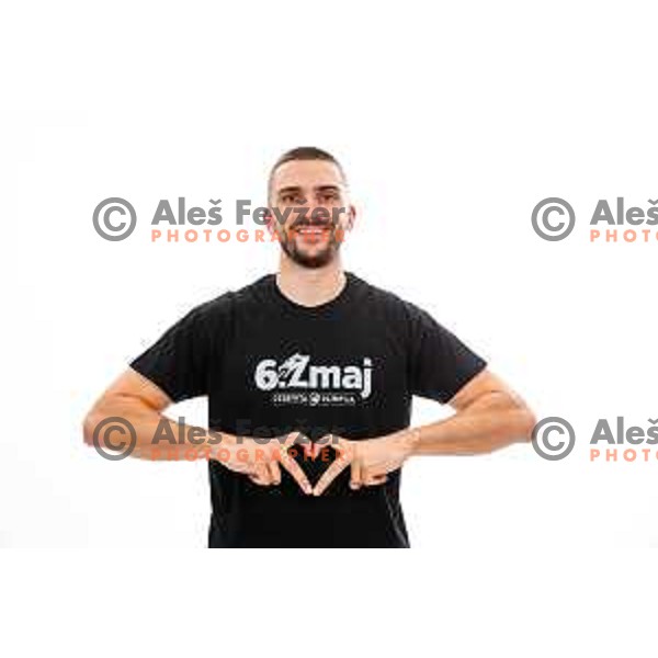 Rok Radovic of Cedevita Olimpija during official photo shooting for 2025/2026 basketball season in Ljubljana, Slovenia on September 22, 2025