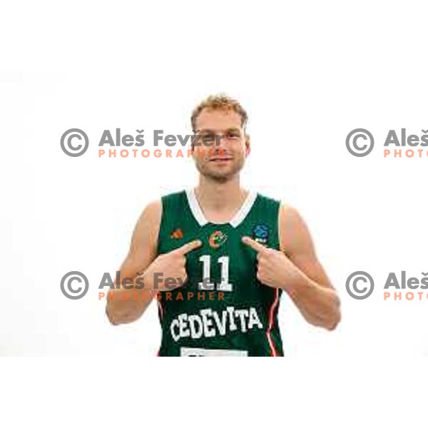 Jaka Blazic of Cedevita Olimpija during official photo shooting for 2025/2026 basketball season in Ljubljana, Slovenia on September 22, 2025