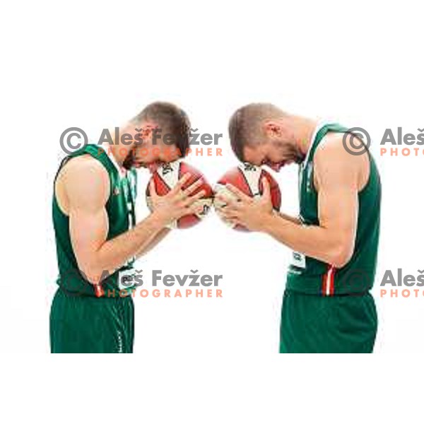 Aleksej Nikolic and Rok Radovic of Cedevita Olimpija during official photo shooting for 2025/2026 basketball season in Ljubljana, Slovenia on September 22, 2025