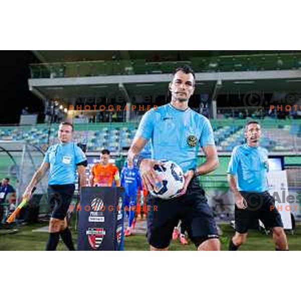 Referee Aleksandar Matkovic during Prva liga Telemach 2025/2026 football match between Primorje and Celje in Ajdovscina, Slovenia on September 21, 2025