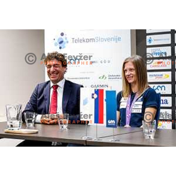 Tina Sutej, bronze medalist in Women’s Pole Vault at Tokyo World Athletics Championships during press conference in Ljubljana, Slovenia on September 24, 2025