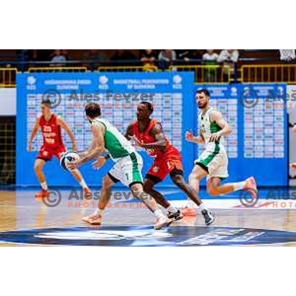 in action during Slovenian basketball SuperCup between Cedevita Olimpija and Krka in Polzela, Slovenia on September 24, 2025
