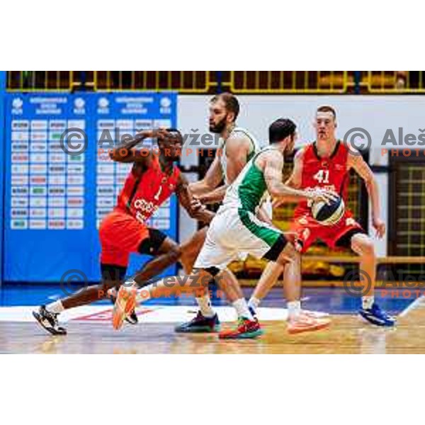 in action during Slovenian basketball SuperCup between Cedevita Olimpija and Krka in Polzela, Slovenia on September 24, 2025