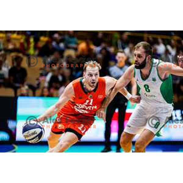 in action during Slovenian basketball SuperCup between Cedevita Olimpija and Krka in Polzela, Slovenia on September 24, 2025