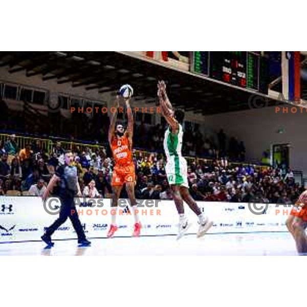 in action during Slovenian basketball SuperCup between Cedevita Olimpija and Krka in Polzela, Slovenia on September 24, 2025