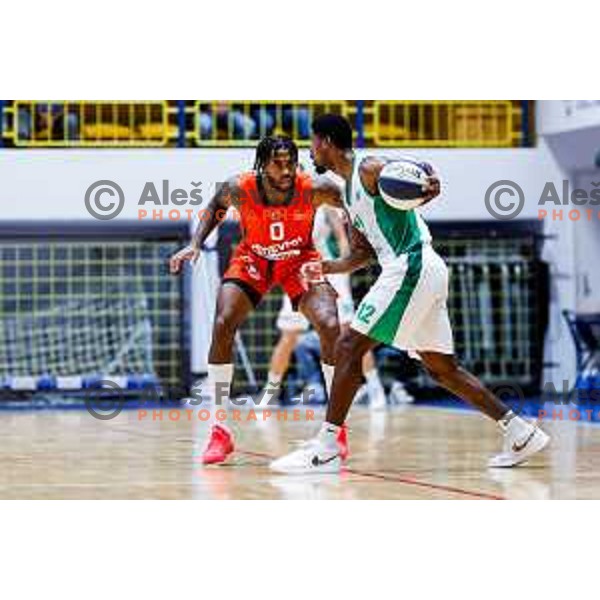 in action during Slovenian basketball SuperCup between Cedevita Olimpija and Krka in Polzela, Slovenia on September 24, 2025