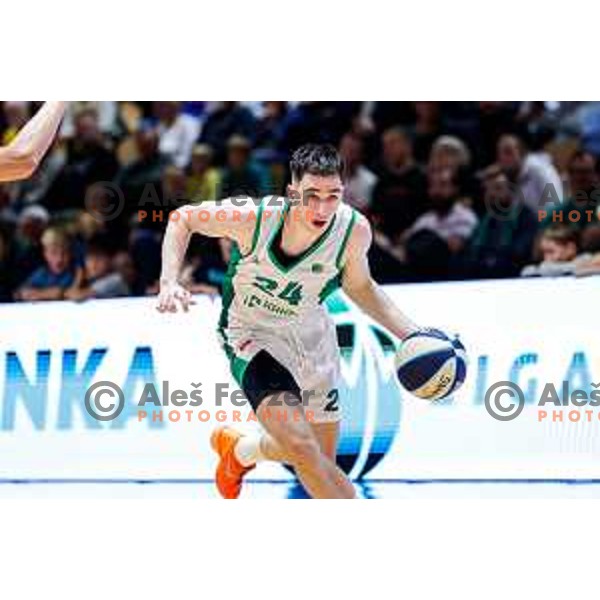 in action during Slovenian basketball SuperCup between Cedevita Olimpija and Krka in Polzela, Slovenia on September 24, 2025