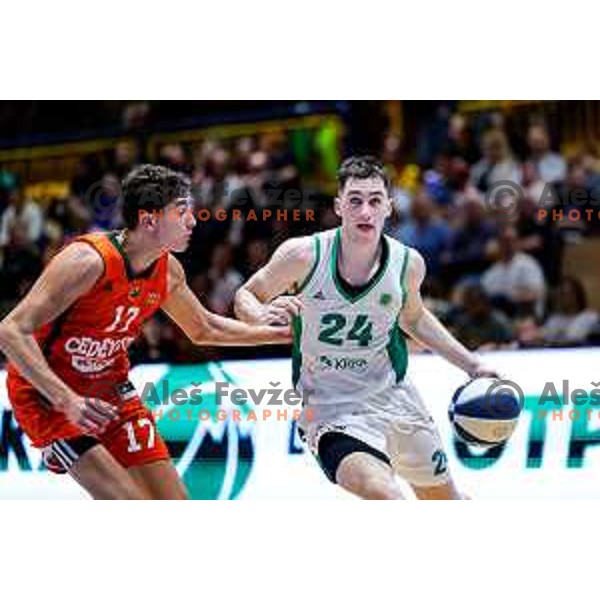 in action during Slovenian basketball SuperCup between Cedevita Olimpija and Krka in Polzela, Slovenia on September 24, 2025
