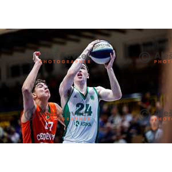 in action during Slovenian basketball SuperCup between Cedevita Olimpija and Krka in Polzela, Slovenia on September 24, 2025