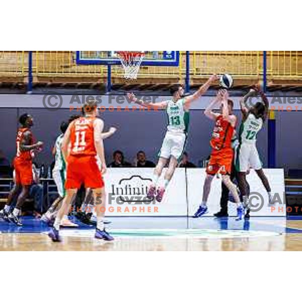 in action during Slovenian basketball SuperCup between Cedevita Olimpija and Krka in Polzela, Slovenia on September 24, 2025