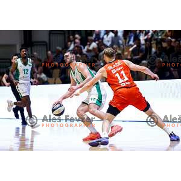 in action during Slovenian basketball SuperCup between Cedevita Olimpija and Krka in Polzela, Slovenia on September 24, 2025