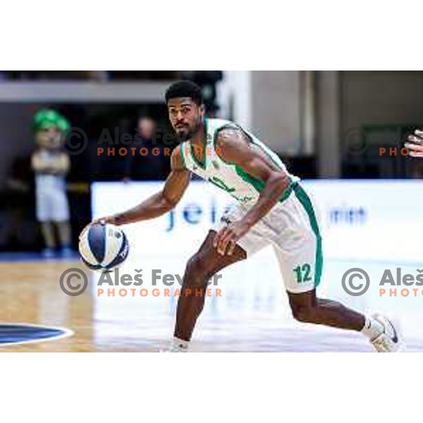 in action during Slovenian basketball SuperCup between Cedevita Olimpija and Krka in Polzela, Slovenia on September 24, 2025