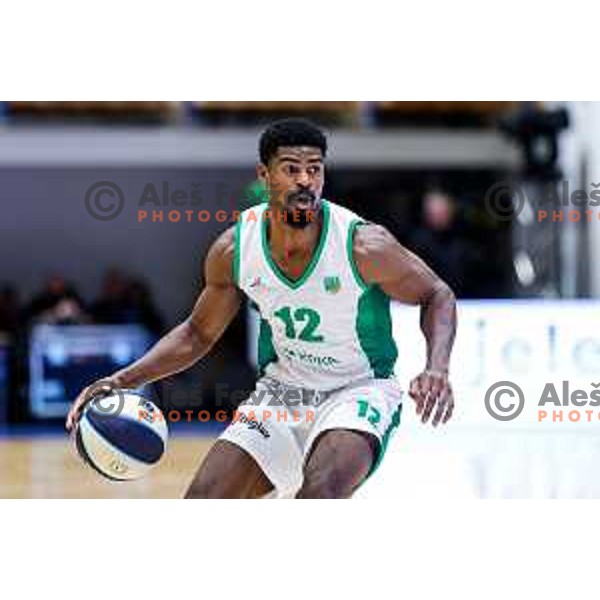 in action during Slovenian basketball SuperCup between Cedevita Olimpija and Krka in Polzela, Slovenia on September 24, 2025