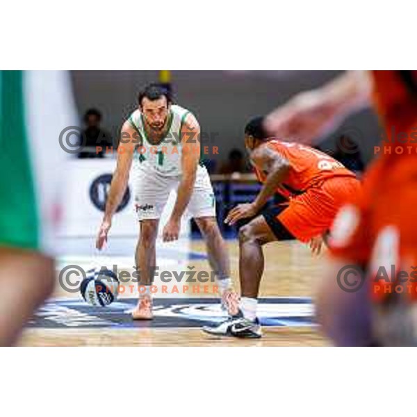 in action during Slovenian basketball SuperCup between Cedevita Olimpija and Krka in Polzela, Slovenia on September 24, 2025