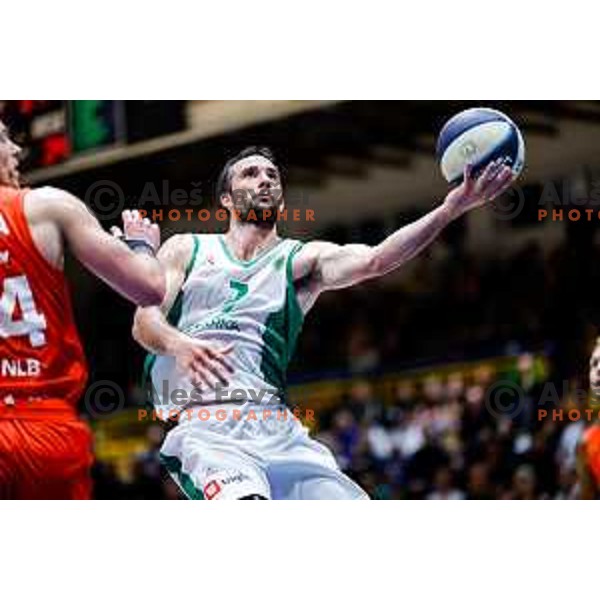 in action during Slovenian basketball SuperCup between Cedevita Olimpija and Krka in Polzela, Slovenia on September 24, 2025