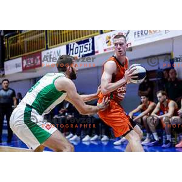 in action during Slovenian basketball SuperCup between Cedevita Olimpija and Krka in Polzela, Slovenia on September 24, 2025