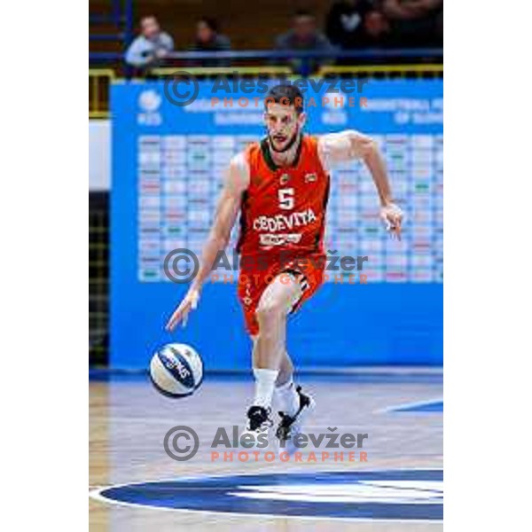 in action during Slovenian basketball SuperCup between Cedevita Olimpija and Krka in Polzela, Slovenia on September 24, 2025