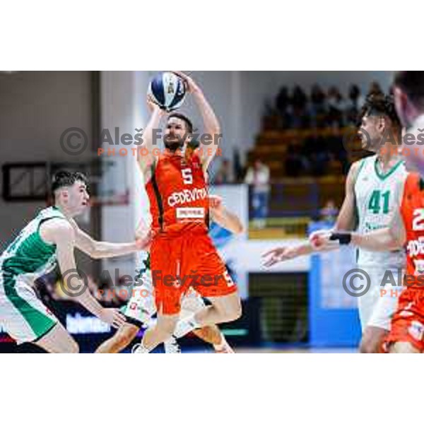 in action during Slovenian basketball SuperCup between Cedevita Olimpija and Krka in Polzela, Slovenia on September 24, 2025