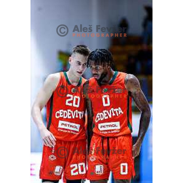 in action during Slovenian basketball SuperCup between Cedevita Olimpija and Krka in Polzela, Slovenia on September 24, 2025