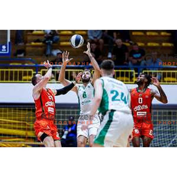 in action during Slovenian basketball SuperCup between Cedevita Olimpija and Krka in Polzela, Slovenia on September 24, 2025
