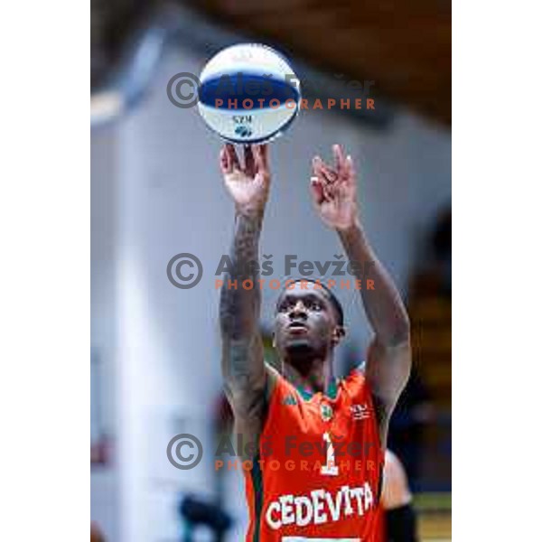 in action during Slovenian basketball SuperCup between Cedevita Olimpija and Krka in Polzela, Slovenia on September 24, 2025