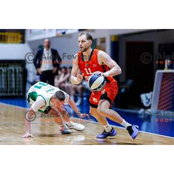 in action during Slovenian basketball SuperCup between Cedevita Olimpija and Krka in Polzela, Slovenia on September 24, 2025